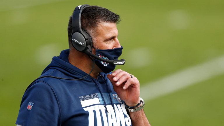 Tennessee Titans head coach Mike Vrabel watches from the sideline in the first half of an NFL football game against the Cleveland Browns. (Wade Payne/AP)