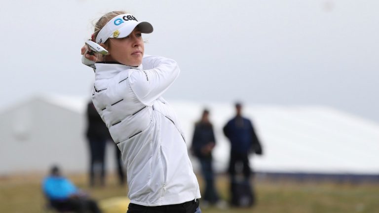 United States' Nelly Korda plays the 17th hole during the first round of the Women's British Open golf championship (Scott Heppell/AP).