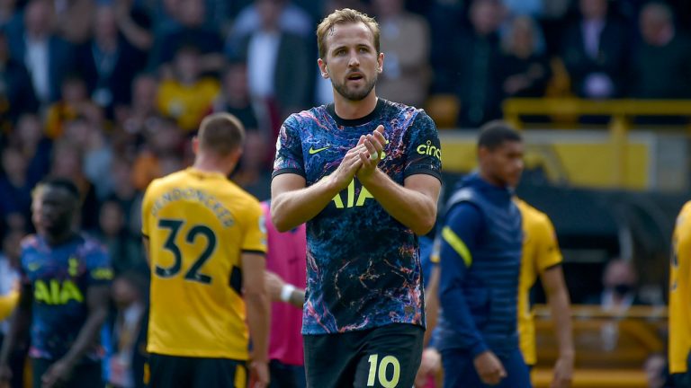 Tottenham's Harry Kane walks off the pitch at the end of the English Premier League soccer match between Wolverhampton Wanderers and Tottenham Hotspur. (Rui Vieira/AP) 