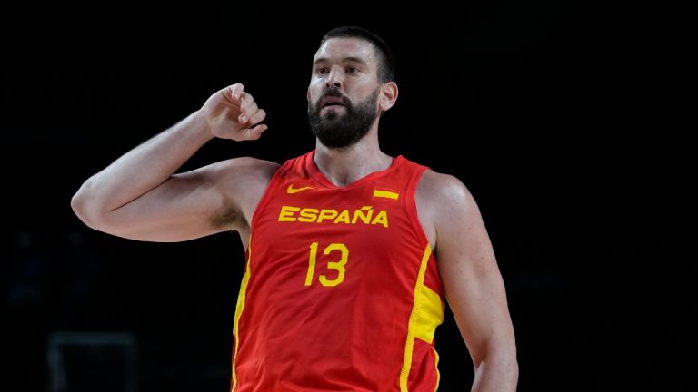 Spain's Marc Gasol plays against Japan during a men's basketball preliminary round game at the 2020 Summer Olympics in Saitama, Japan, Monday, July 26, 2021 (Eric Gay/AP).
