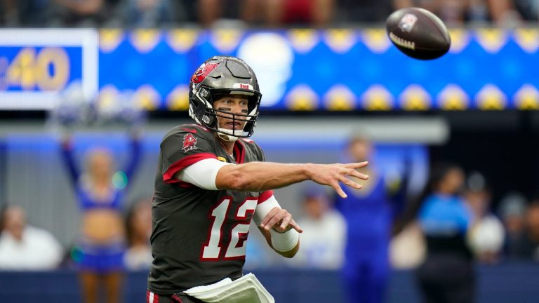 Tampa Bay Buccaneers quarterback Tom Brady throws against the Los Angeles Rams during the first half of an NFL football game Sunday, Sept. 26, 2021, in Inglewood, Calif (Jae C. Wong/AP).