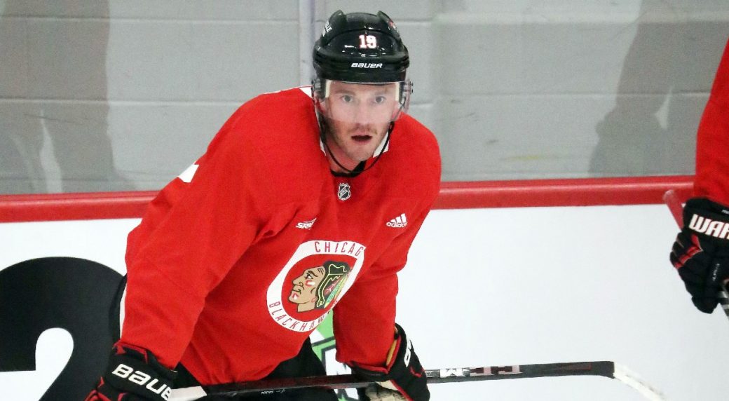 Jonathan Toews Practises With Blackhawks On First Day Of Camp