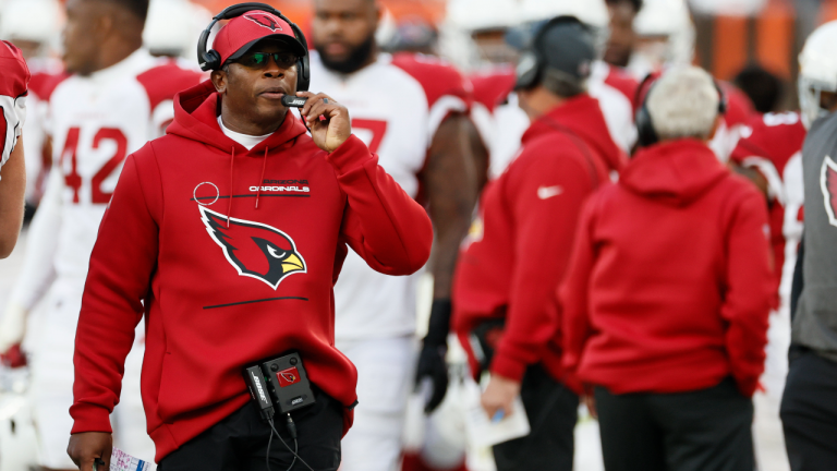 Arizona Cardinals defensive coordinator and acting head coach Vance Joseph walks the sidelines during a recent game. (AP)