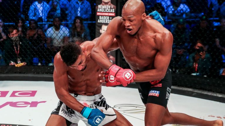 Michael “Venom” Page, right, defeated Douglas Lima in the main event of Bellator 267. (Lucas Noonan/Bellator MMA)