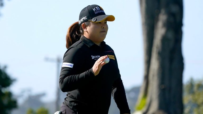 Inbee Park, of South Korea, waves after making her putt on the 14th green during the third round of the U.S. Women's Open golf tournament at The Olympic Club, Saturday, June 5, 2021, in San Francisco. (Jeff Chiu/AP)