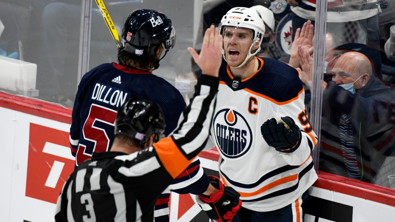 Connor McDavid explains why he needs to ‘shut up’ about how many penalties he draws and talks about matching up against Neal Pionk. 