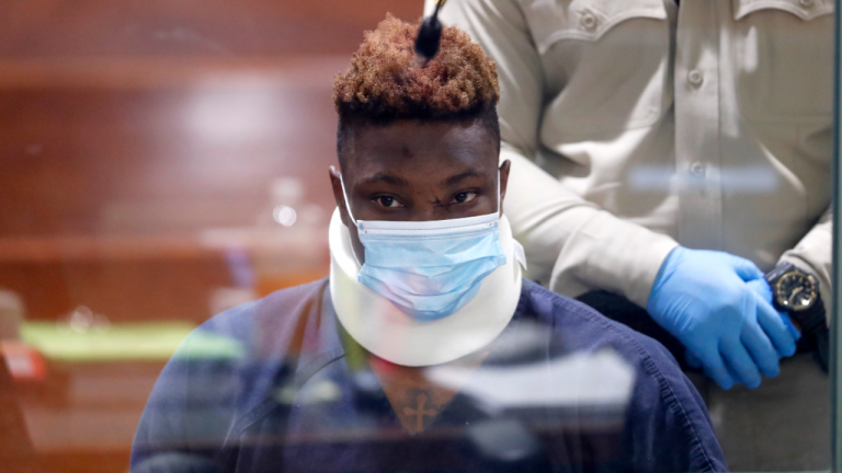 Former Las Vegas Raiders wide receiver Henry Ruggs III during his initial appearance in Las Vegas Justice Court on Wednesday, Nov. 3, 2021. (AP/file)