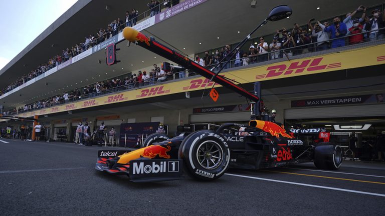 Formula One Red Bull driver Max Verstappen of the Netherlands steers his car during a practice session ahead of this weekend's Mexican Grand Prix in Mexico City. (Fernando Llano/AP)