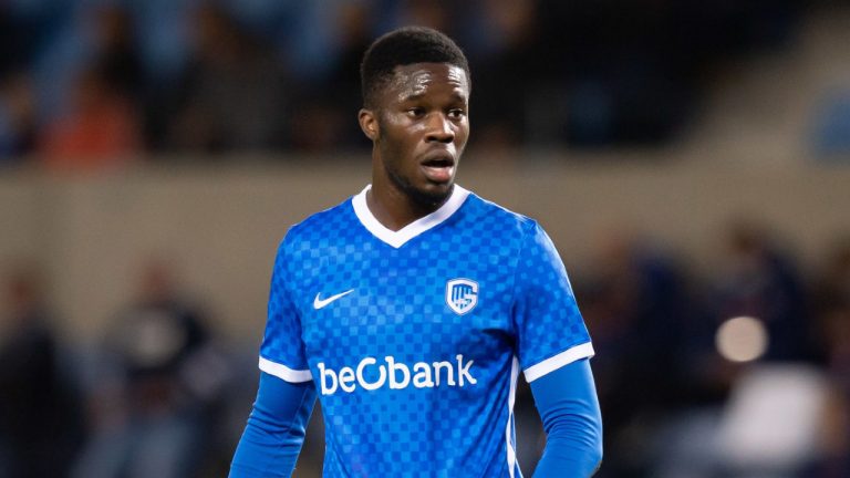 Ike Ugbo of KRC Genk looks on during the UEFA Europa League Group H match between KRC Genk and Dinamo Zagreb at KRC Genk Arena on September 30, 2021 in Genk, Belgium. (Mario Hommes/DeFodi Images via Getty Images)