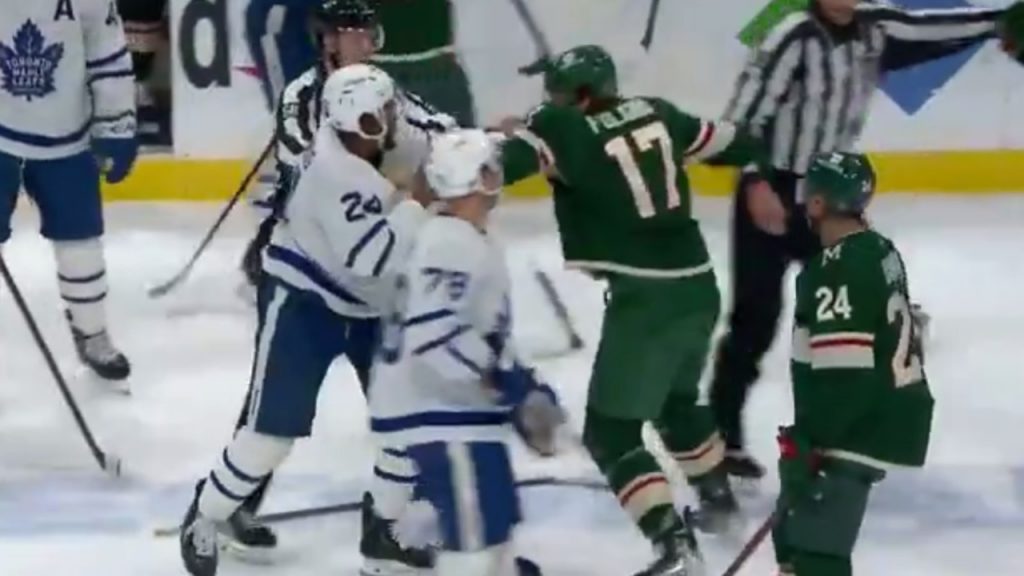 After punching bloodied opponent 3 times in face, Wild's Marcus Foligno  kindly asked linesmen to break up fight - Bring Me The News