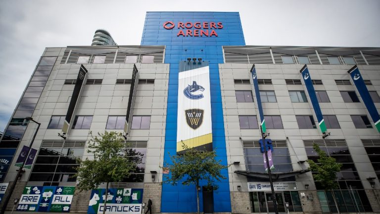 Rogers Arena, home to the Vancouver Canucks NHL hockey team, is seen in Vancouver, on Monday, June 22, 2020. (Darryl Dyck/CP)