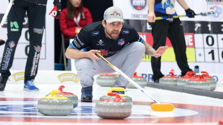 Chris Plys of Team Shuster calls the line during a game against Team Koe at the GSOC's Tour Challenge event on Nov. 8, 2019, in Pictou County, N.S. (Anil Mungal)