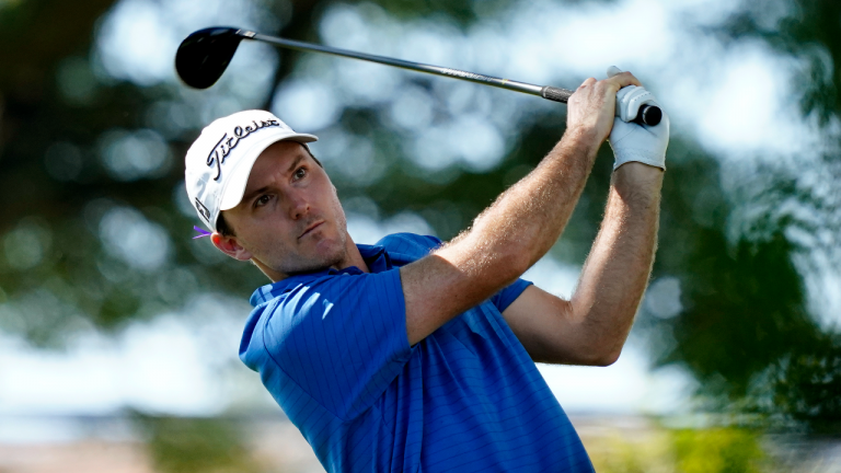 Russell Henley plays his shot from the second tee during the third round of the Sony Open, Saturday, Jan. 15, 2022. (AP)