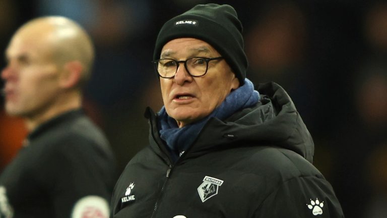 Watford's head coach Claudio Ranieri watches the English Premier League soccer match between Watford and Manchester City at the Vicarage Road Stadium in Watford, England, Saturday, Dec. 4, 2021.(Ian Walton/AP) 