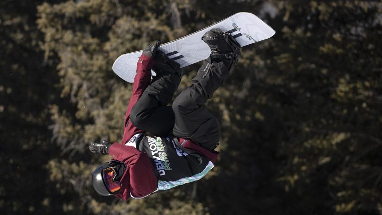 Shaun White, of the United States, executes a trick in the snowboarding halfpipe finals. (Hugh Carey/AP)