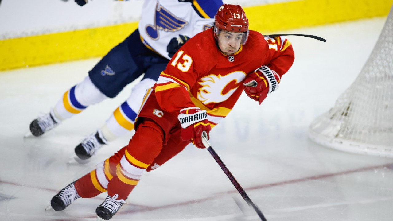Gaudreau, Tkachuk combine for nine points to lead Flames past Blues