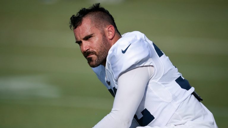 FILE - In this July 30, 2019, file photo, Los Angeles Rams safety Eric Weddle attends an NFL football training camp in Irvine, Calif. (Kelvin Kuo/AP) 