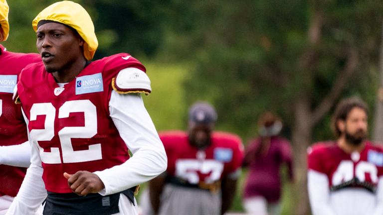 Washington Football Team defensive back Deshazor Everett (22) is at his first practice after passing his physical at the team's NFL football training camp practice in Ashburn, Va., Tuesday, Aug. 3, 2021. (AP/file)