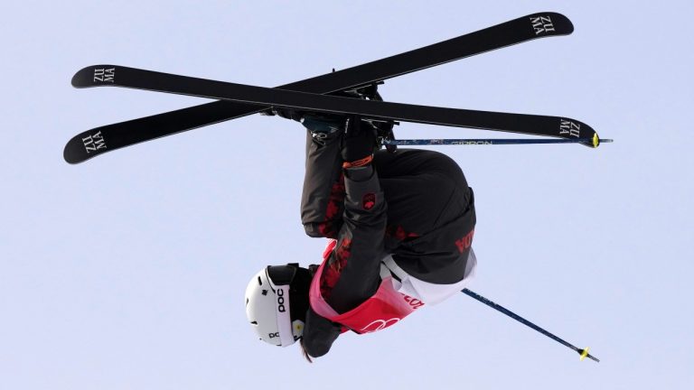 Canada's Rachael Karker competes during the women's halfpipe qualification at the 2022 Winter Olympics, Thursday, Feb. 17, 2022, in Zhangjiakou, China. (Francisco Seco/AP Photo)