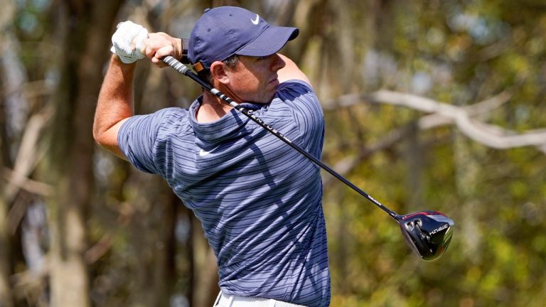 Rory McIlroy hits from the third tee box during the first round of the Arnold Palmer Invitational golf tournament (John Raoux/AP)