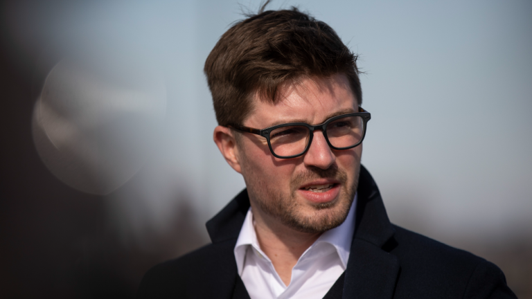 Toronto Maple Leafs General Manager Kyle Dubas speaks to the media at Tim Hortons Field ahead of the NHL Heritage Classic outdoor hockey game in Hamilton, Ont., Friday, March 4, 2022. The Buffalo Sabres and Toronto Maple Leafs will face off in the 2022 Heritage Classic later this month. (CP)