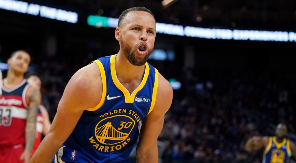 Stephen Curry of the Golden State Warriors is seen during the game