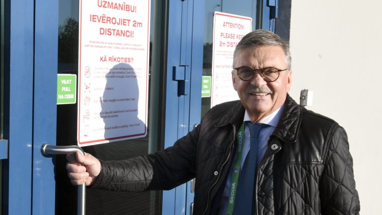 President of the International Ice Hockey Federation (IIHF) Rene Fasel arrives to the Arena Riga before the 2021 IIHF Ice Hockey World Championships preliminary round group B match Finland vs. Latvia in Riga, Latvia, on May 30, 2021. (LEHTIKUVA / JUSSI NUKARI)