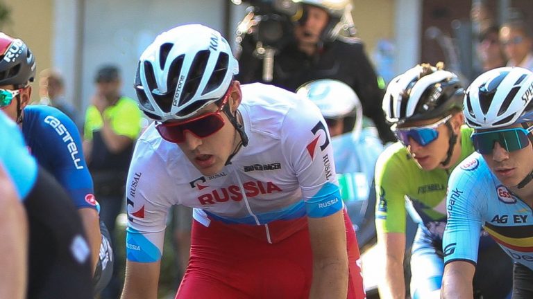 Pavel Sivakov of Russian Fédération and remco Evenepoel of Belgium during the UEC Road European Championships 2021 Trento, on September 12, 2021 in Trento, Italy. Photo by Laurent Lairys/ABACAPRESS.COM