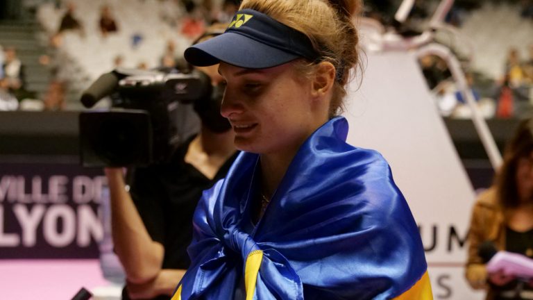 D.YASTREMSKA (UKR) Winner 1/4 final vs J.PAOLINI (ITA) during the Open 6eme Sens, Metropole de Lyon 2022, WTA 250 tennis tournament on March 04, 2022 at Palais des Sports de Gerland in Lyon, France. (Patrick Cannaux/ABACAPRESS.COM)