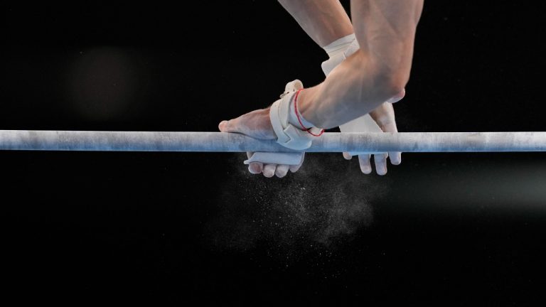 The horizontal bar at the Tokyo Olympic venue. (Natacha Pisarenko/AP Photo)