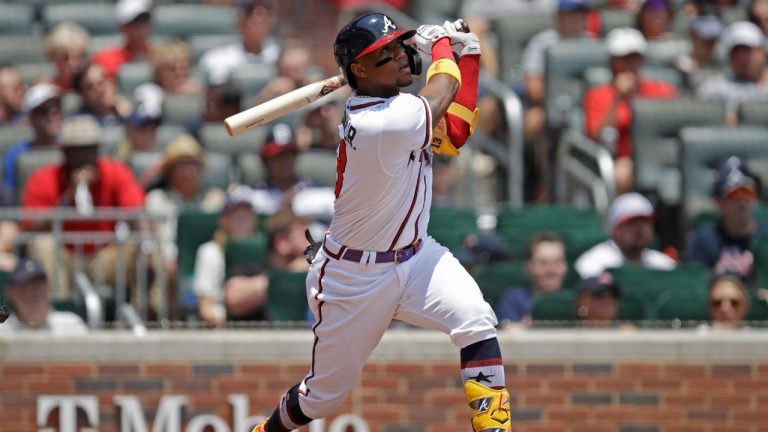 Atlanta Braves star outfielder Ronald Acuna Jr. will be back in the lineup Thursday against the Cubs. (Ben Margot/AP)