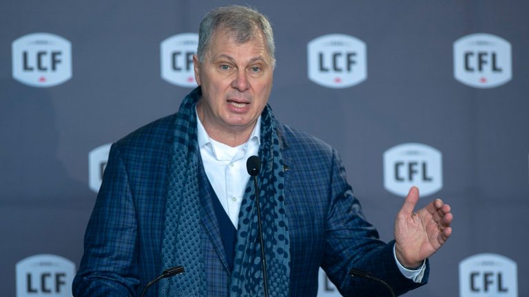 CFL commissioner Randy Ambrosie speaks at a news conference in Halifax on Thursday, Jan. 23, 2020. (Andrew Vaughan/CP)