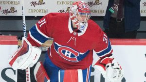 Montreal Canadiens goaltender Carey Price steps onto the ice prior to an NHL hockey game against the New York Islanders in Montreal, Friday, April 15, 2022. (Graham Hughes/CP)