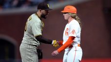 Giants’ Alyssa Nakken becomes first female MLB coach on field