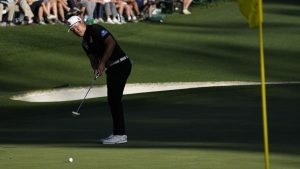 Sungjae Im, of South Korea, putts on the 16th green during the first round at the Masters golf tournament. (Robert F. Bukaty/AP)