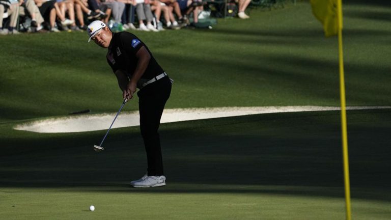 Sungjae Im, of South Korea, putts on the 16th green during the first round at the Masters golf tournament. (Robert F. Bukaty/AP)