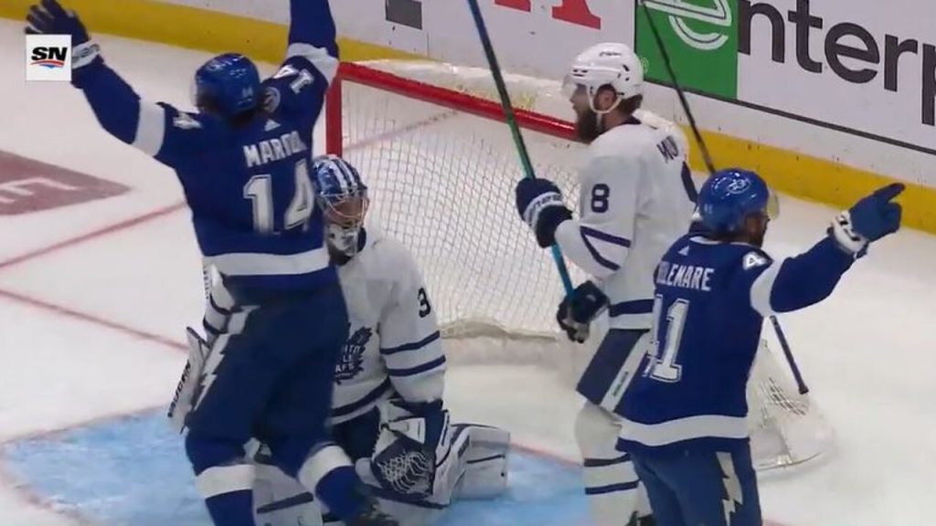 Tavares's 1st career playoff hat trick helps Maple Leafs bounce back, rout  Bolts to even series