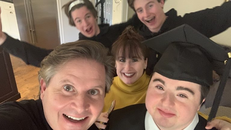 Jack Devlin with his father Matt (bottom left), his brothers Luke and Ian (top left and right) and his mother Erin. (Family photo)