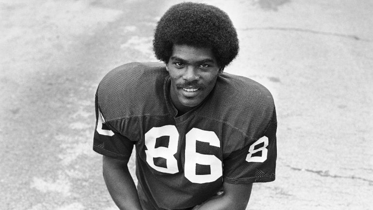 FILE - St. Louis Cardinals football player Marlin Briscoe (86) is shown in August 1975. (AP Photo/File)