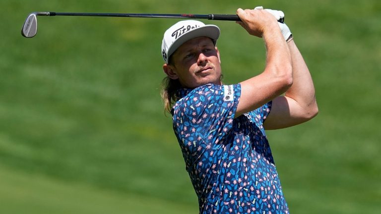 Cameron Smith, of Australia, hits from the ninth fairway during the second round of the Memorial golf tournament Friday, June 3, 2022, in Dublin, Ohio. (Darron Cummings/AP)