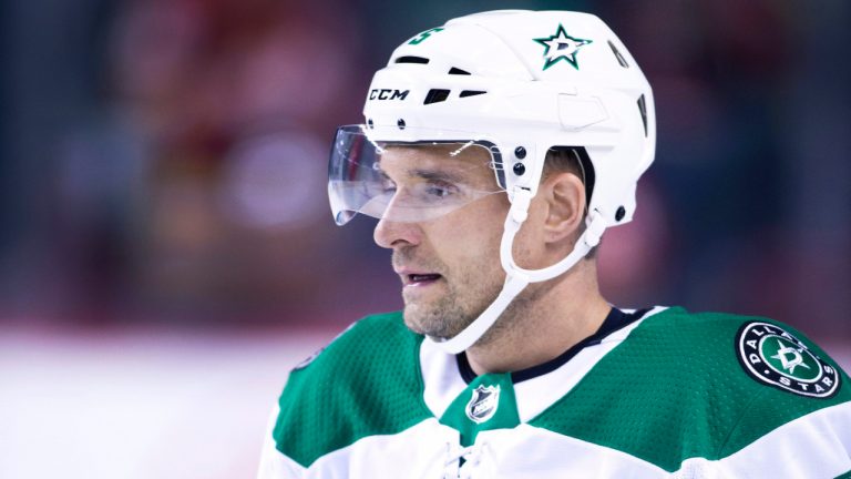 Andrej Sekera, from Slovakia, during a game against the Calgary Flames in Calgary, Alta. on Wed., Nov. 13, 2019. (Larry MacDougal/CP)