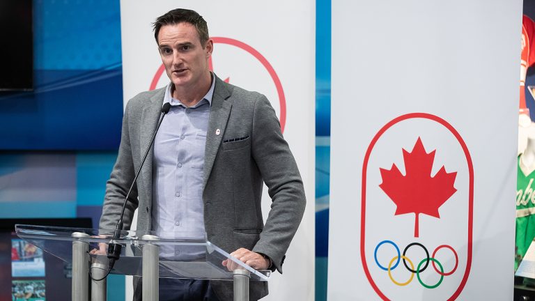 Andrew Baker, Canadian Olympic Committee 2030 Feasibility Team member, speaks during a briefing on the initial investment estimates for hosting the 2030 Olympic and Paralympic Winter Games, in Vancouver, on Friday, July 8, 2022. (Darryl Dyck/CP)