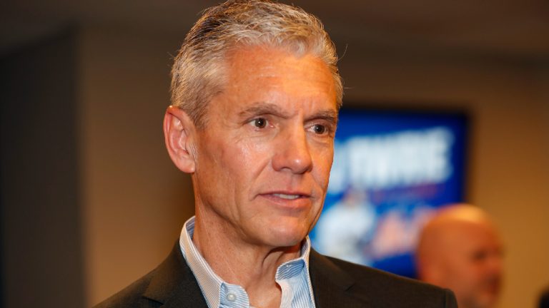 Sports agent Casey Close is shown after his client, free agent infielder Jed Lowrie, signed with the New York Mets at a press conference introducing Lowrie to the media, Wednesday, Jan. 16, 2019, at CitiField in New York. (Kathy Willens/AP)