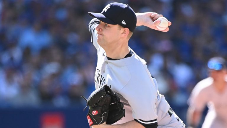 New York Yankees relief pitcher Micheal King throws to a Toronto Blue Jays batter in sixth inning American League baseball action in Toronto on Saturday, June 18, 2022. (Jon Blacker/CP)