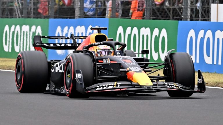 Red Bull driver Max Verstappen of the Netherlands steers his car during the Hungarian Formula One Grand Prix at the Hungaroring racetrack in Mogyorod, near Budapest, Hungary, Sunday, July 31, 2022. (Attila Kisbenedek/Pool via AP)