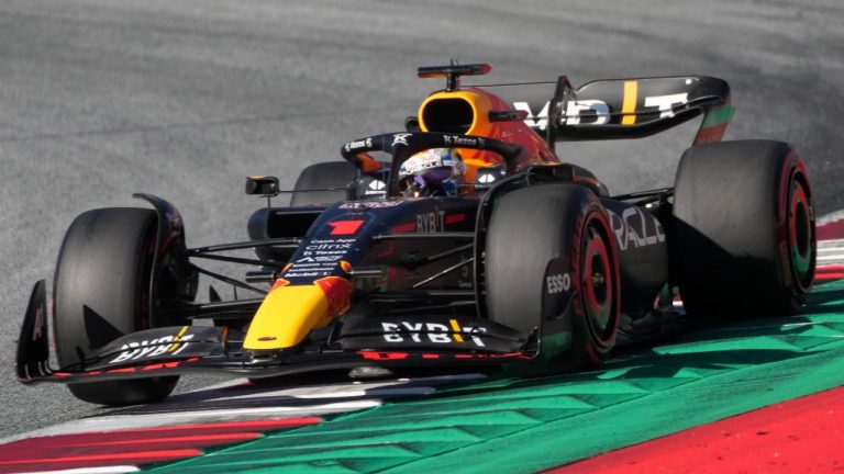 Red Bull driver Max Verstappen of the Netherlands steers his car during a qualifying session at the Red Bull Ring racetrack in Spielberg, Austria, Friday, July 8, 2022. The Austrian F1 Grand Prix will be held on Sunday July 10, 2022. (Matthias Schrader/AP)