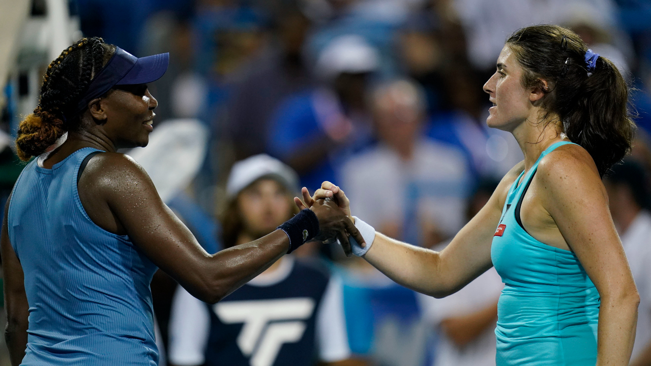Rebecca Marino of Canada upsets Venus Williams in the first round of the Citi Open.