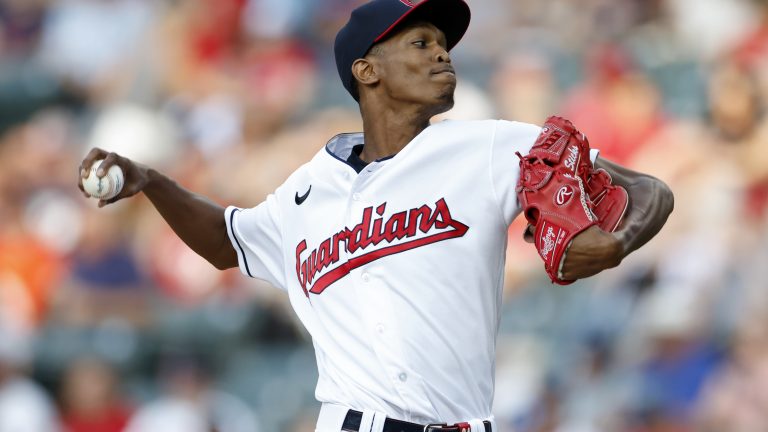Cleveland Guardians starting pitcher Triston McKenzie. (Ron Schwane/AP)