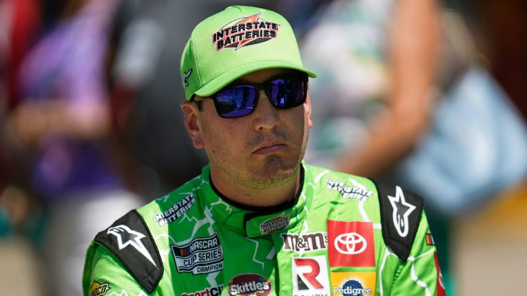 Kyle Busch watches during NASCAR Cup Series auto race qualifying at the Michigan International Speedway in Brooklyn, Mich., Saturday, Aug. 6, 2022. (Paul Sancya/AP)