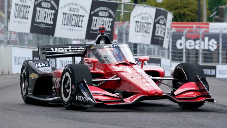 Will Power drives during a practice session for the Music City Grand Prix auto race Saturday, Aug. 6, 2022, in Nashville, Tenn. The Music City Grand Prix is scheduled for Sunday, Aug. 7. (Mark Humphrey/AP Photo)